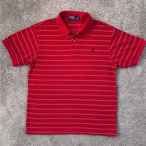 Ralph Lauren Men’s Red and White Striped Polo Shirt